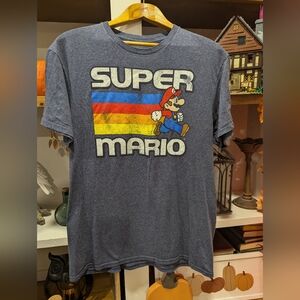 Super Mario Game T-Shirt Blue Nintendo - Size Large